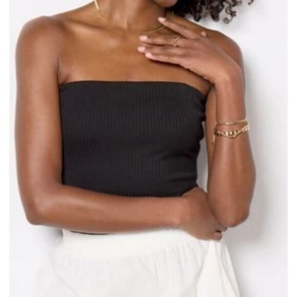 Evereve Evie Rib Tube Top Women Size Large NWT Removable Straps Square Neckline - Picture 2 of 13